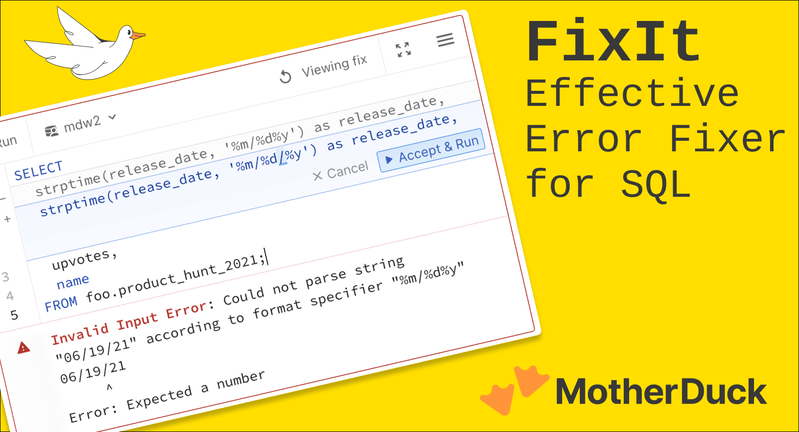 Introducing FixIt: an unreasonably effective AI error fixer for SQL