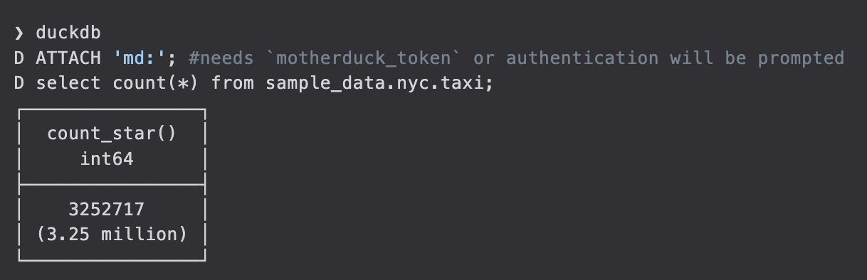 MotherDuck DuckDB Query Example