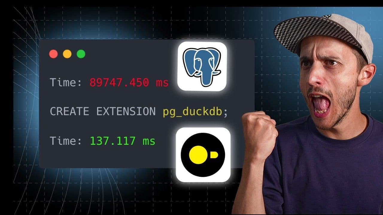 "pg_duckdb: Postgres analytics just got faster with DuckDB" video thumbnail