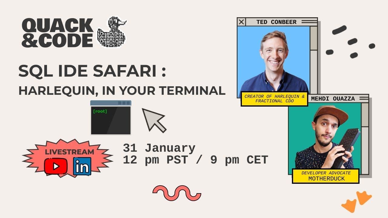 "SQL IDE Safari : Harlequin, in your terminal." video thumbnail