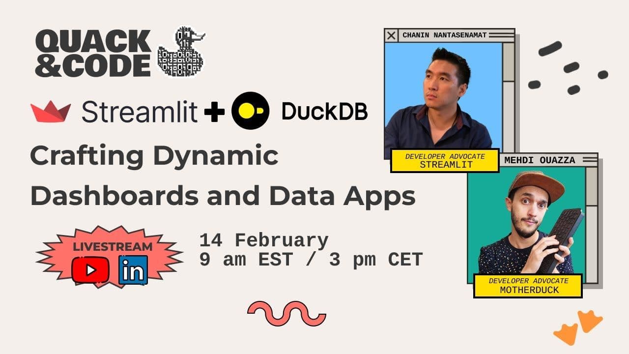 "DuckDB + Streamlit : Crafting Dynamic Dashboards and Data Apps" video thumbnail