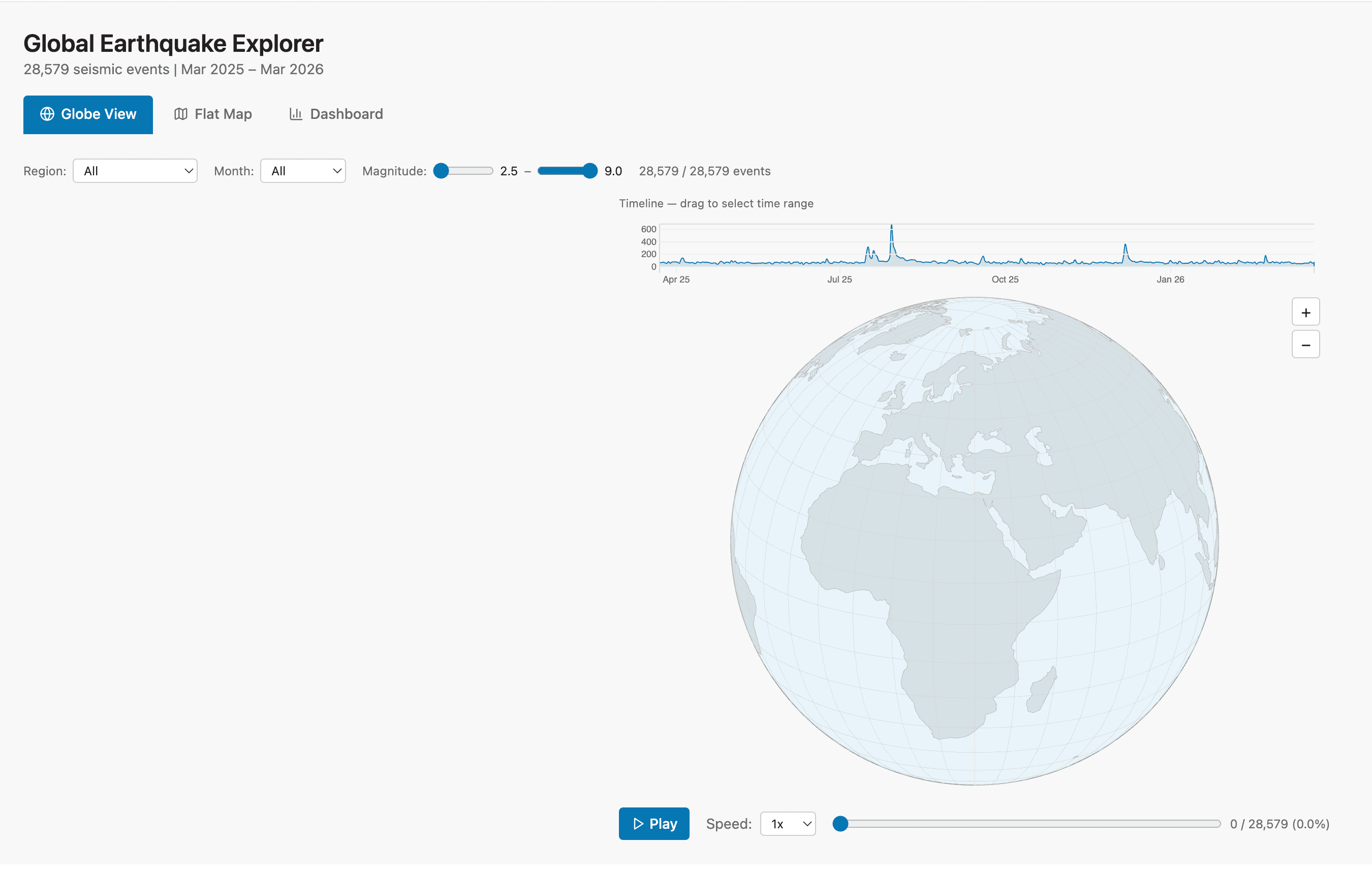 Screenshot of Global Earthquake Explorer