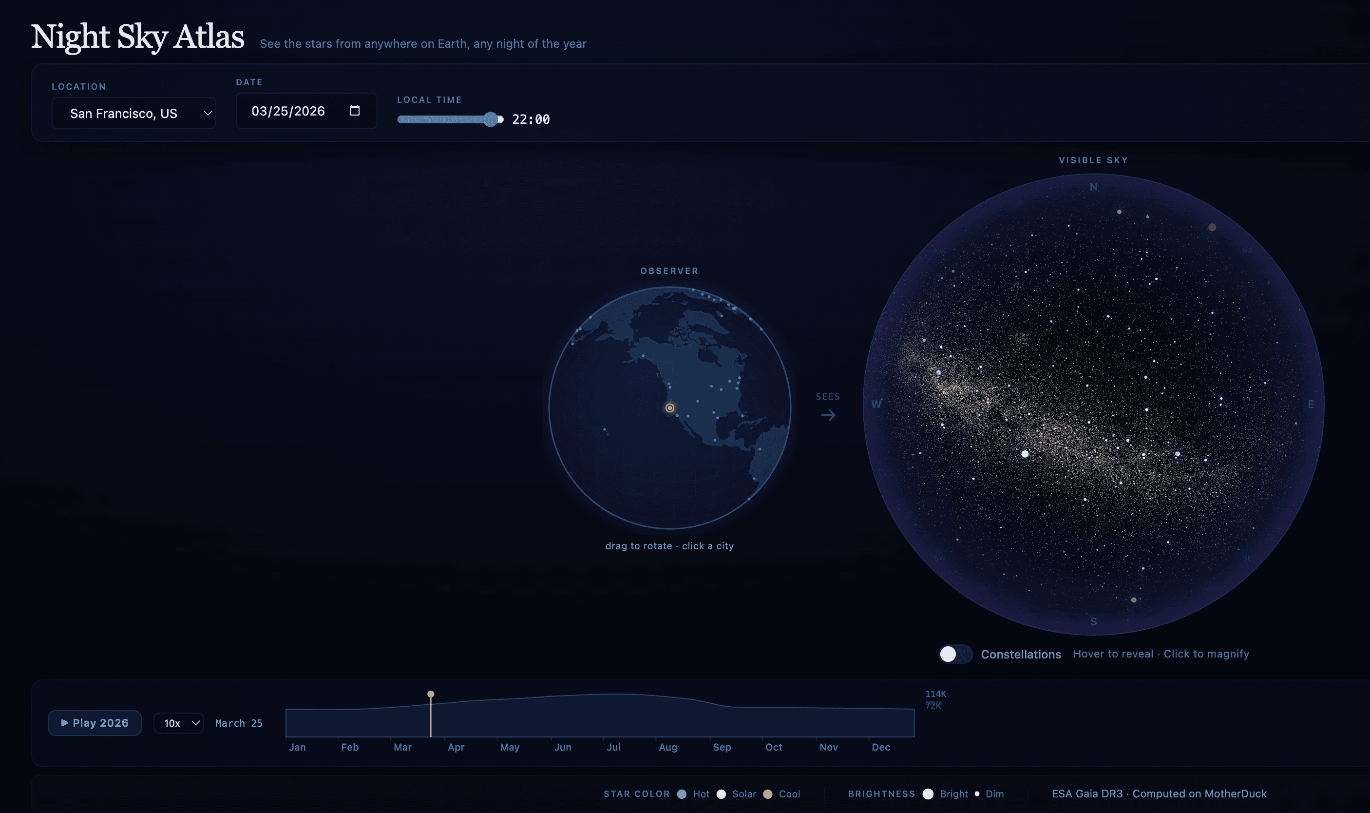 Screenshot of Night Sky Atlas