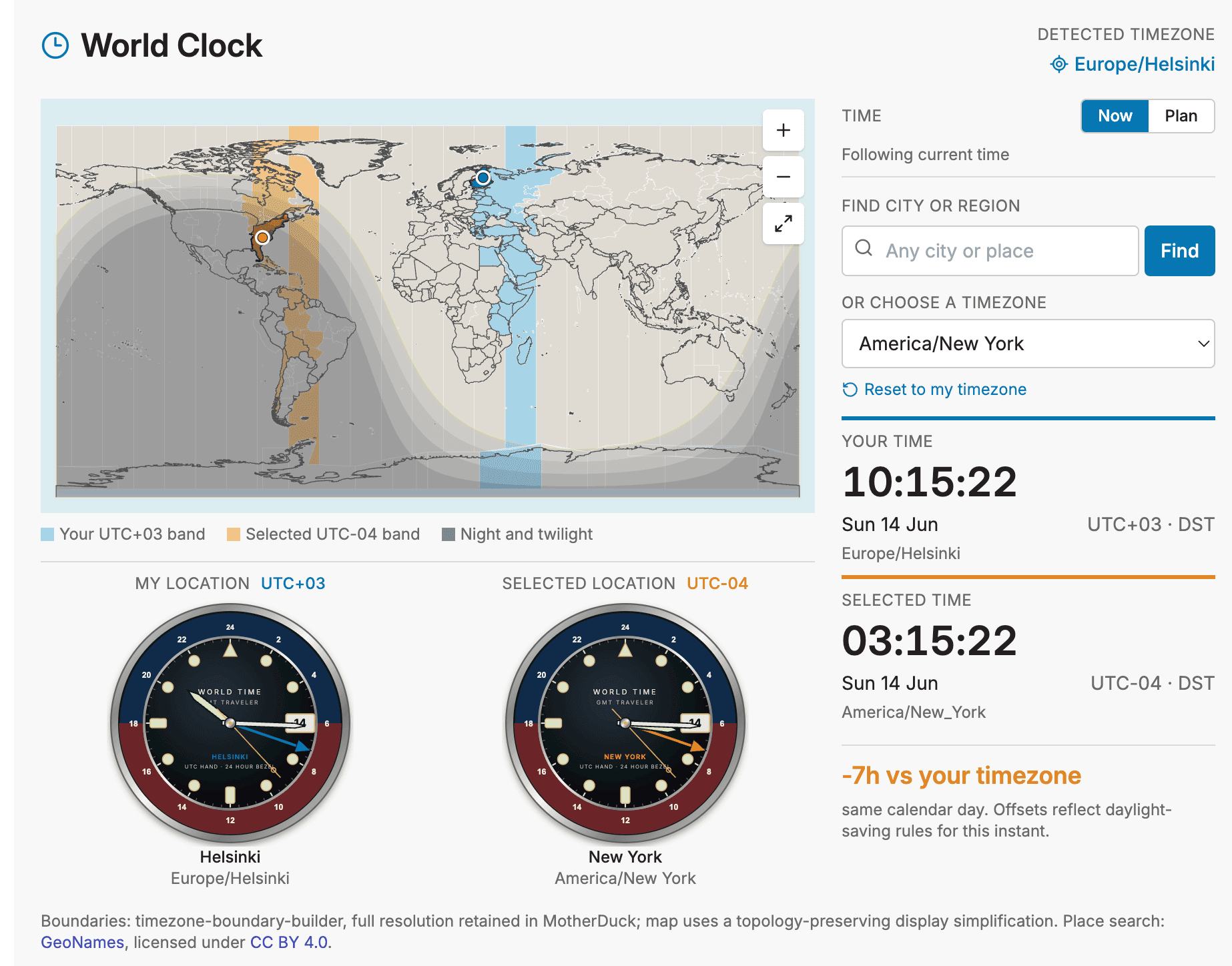 Screenshot of World Clock