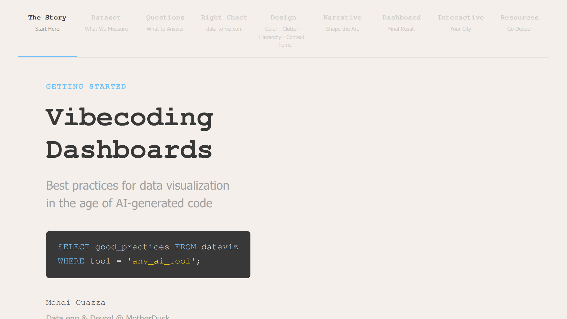 Screenshot of How to create beautiful dataviz : vibecoding dashboard