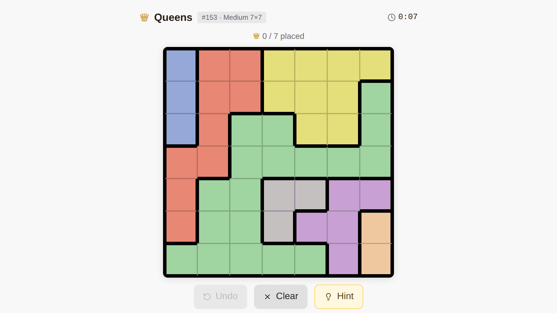 Screenshot of Queens Puzzle