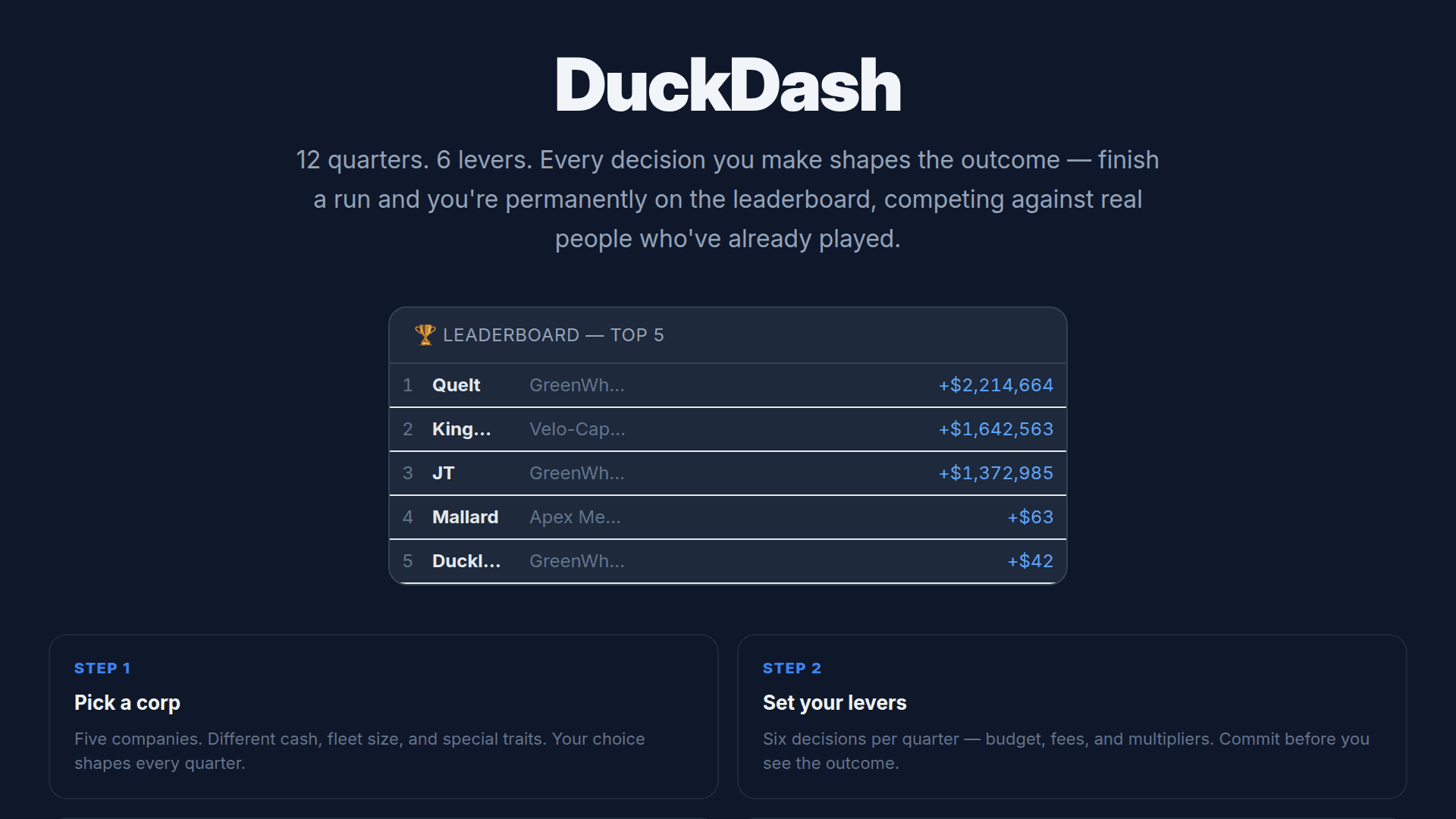 Screenshot of DuckDash