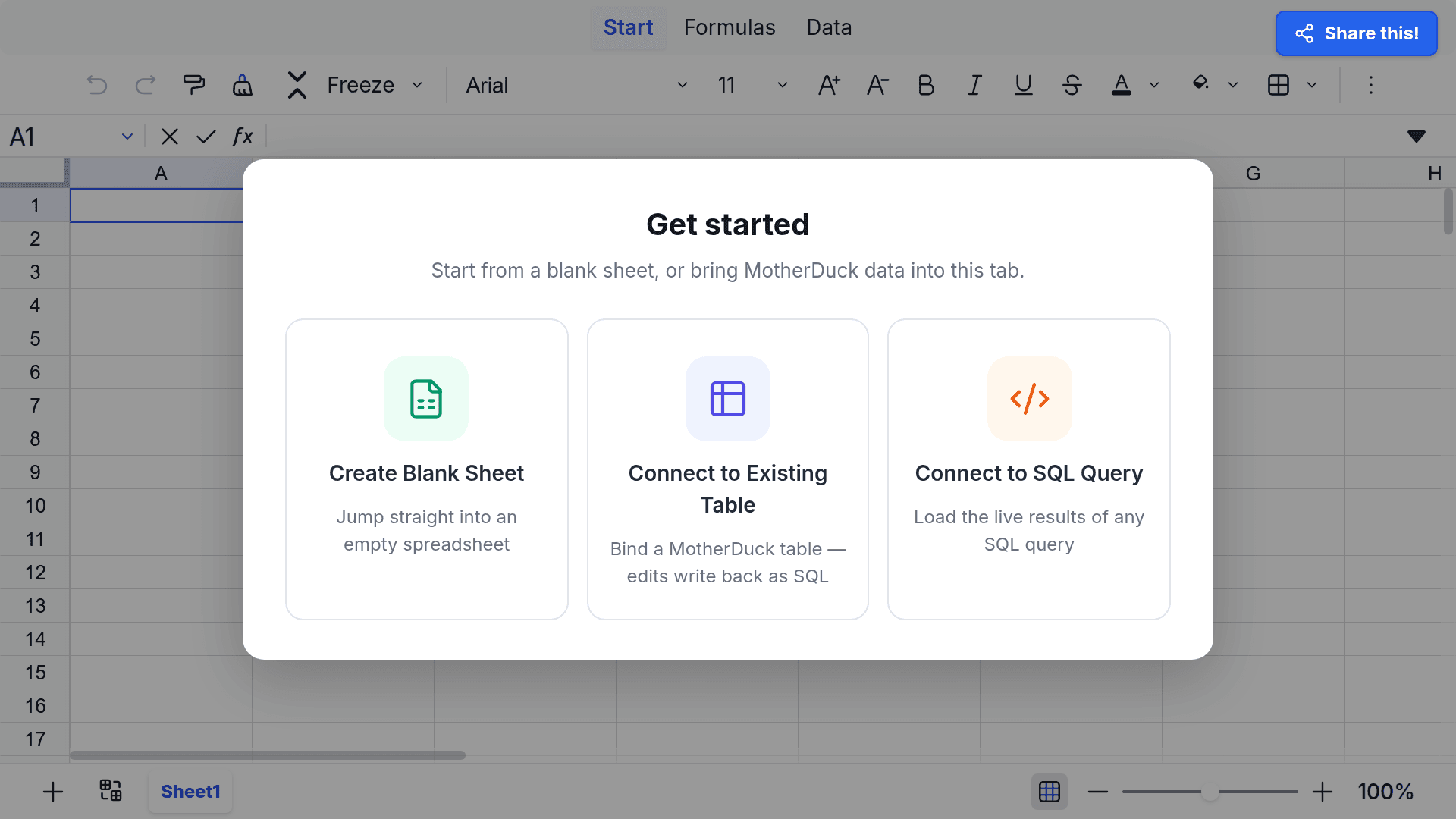 Spreadsheets with Shareable URL