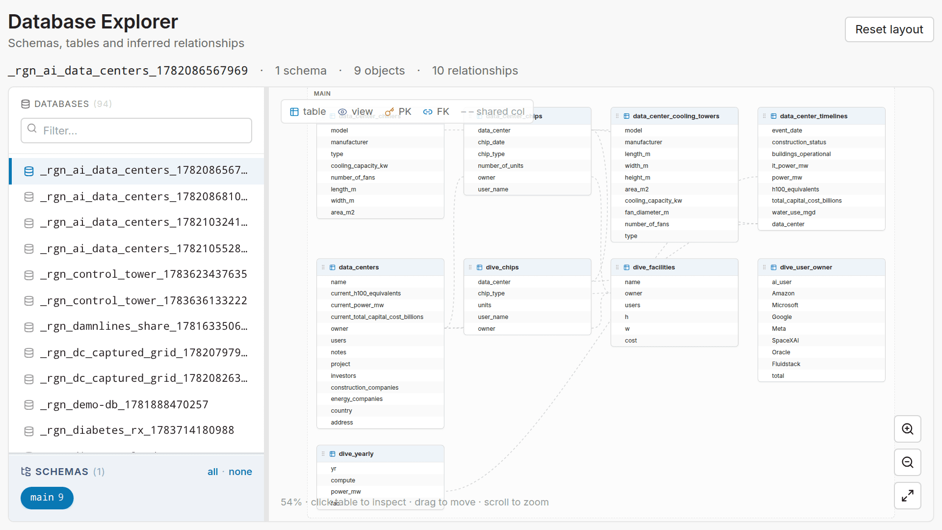 Screenshot of Database Explorer