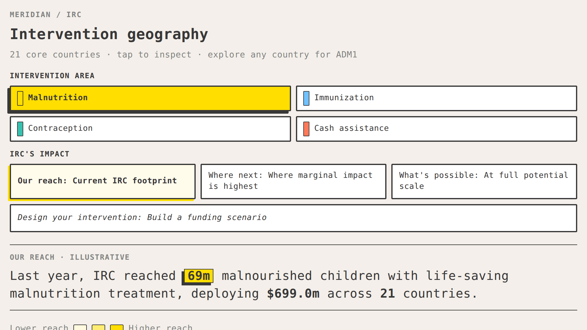 Screenshot of Meridian Intervention Geography Prototype