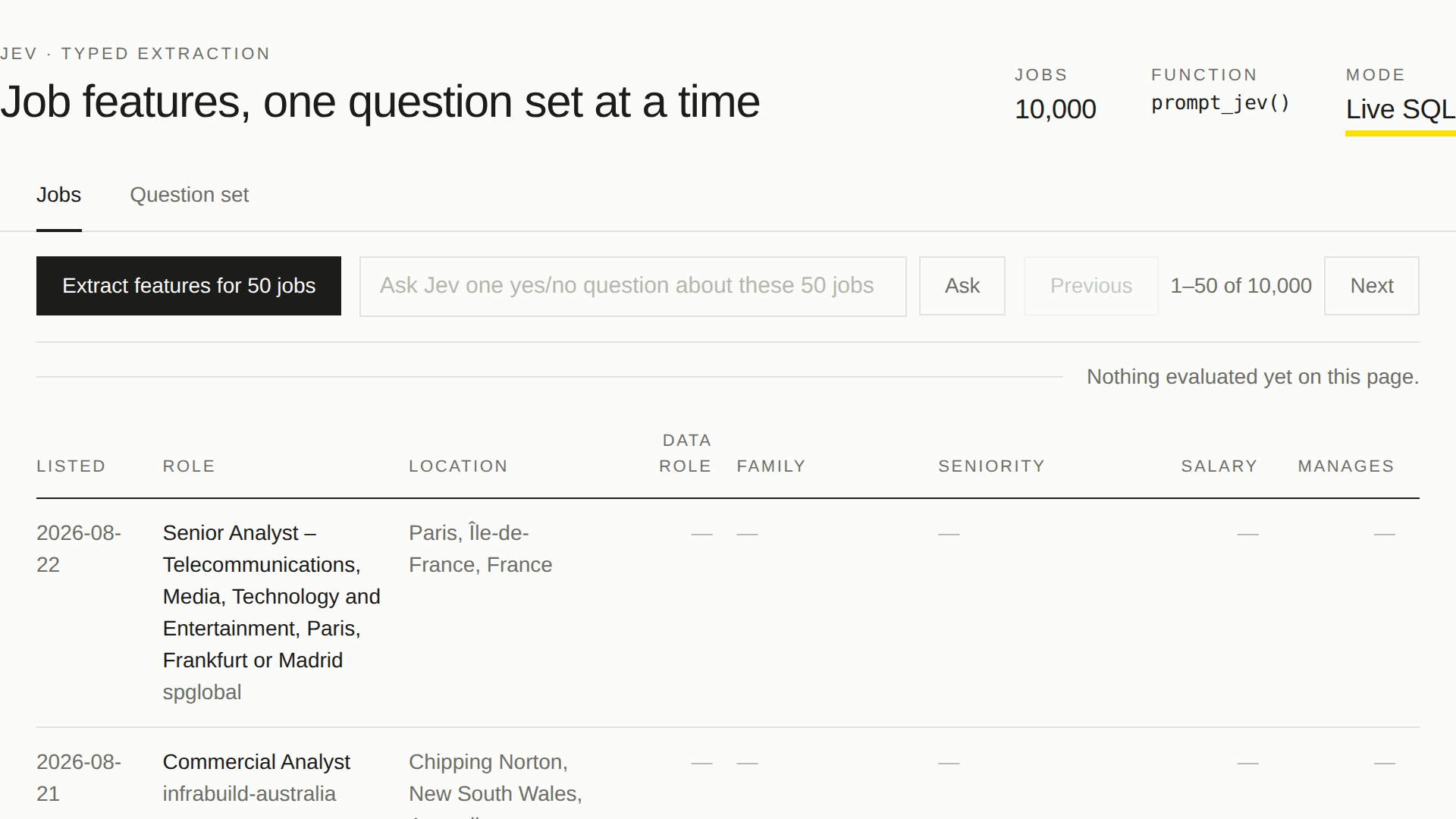 Screenshot of Jev jobs