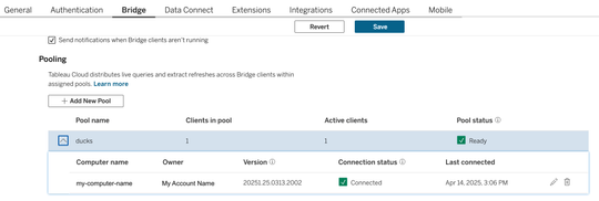 Tableau Bridge Pooling