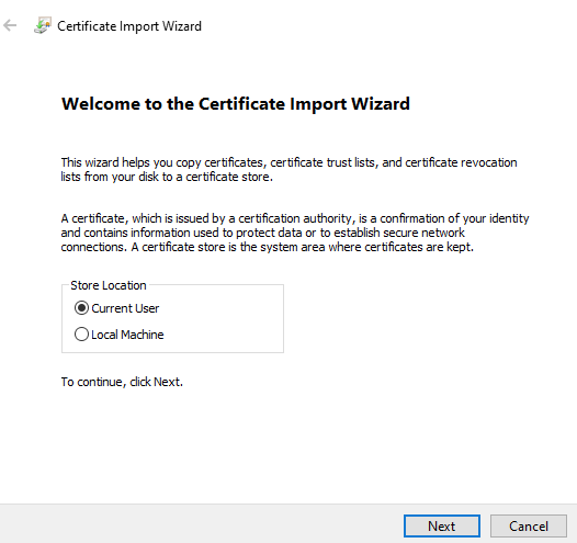 Import certificate