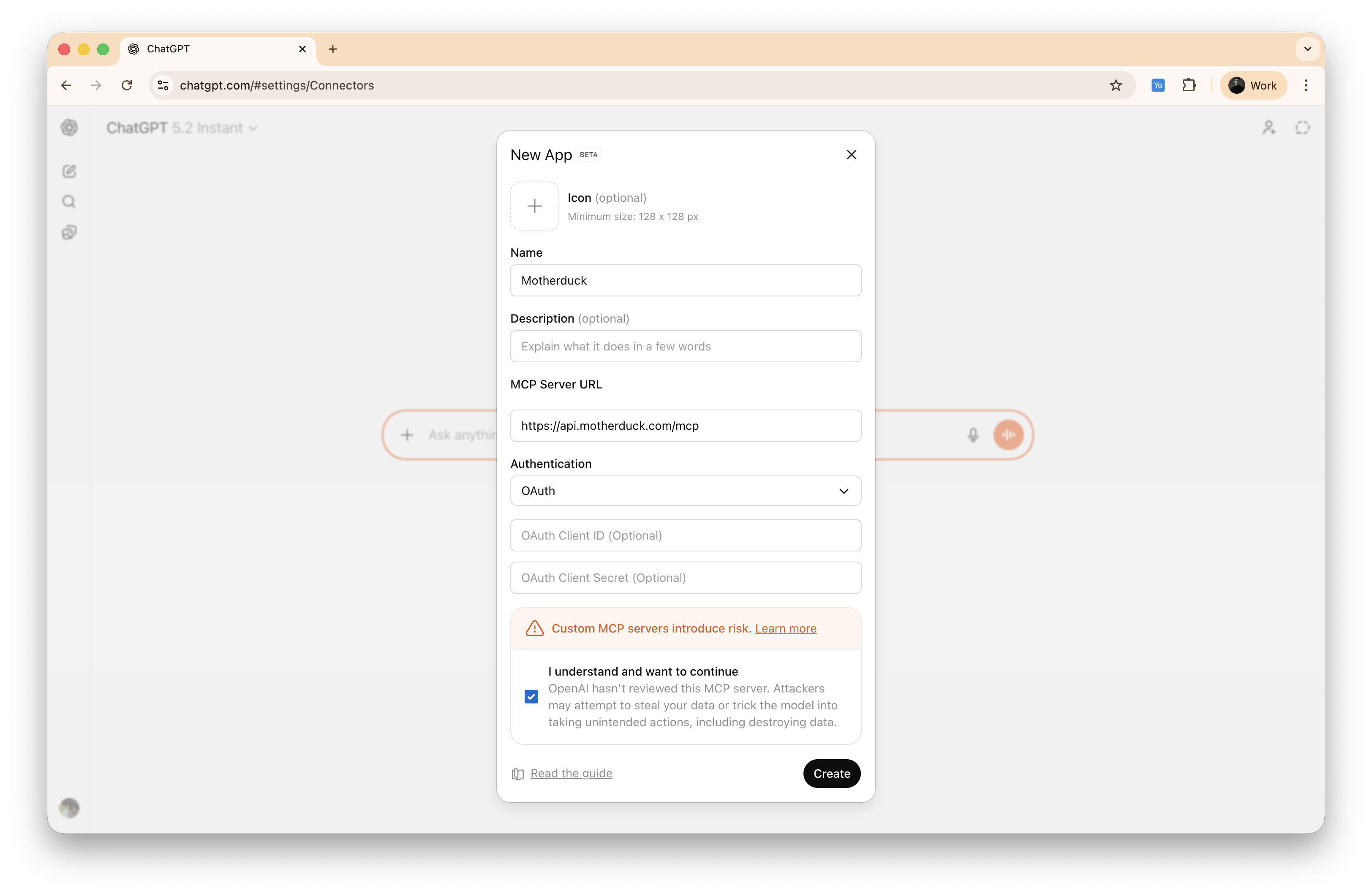 ChatGPT Create New App