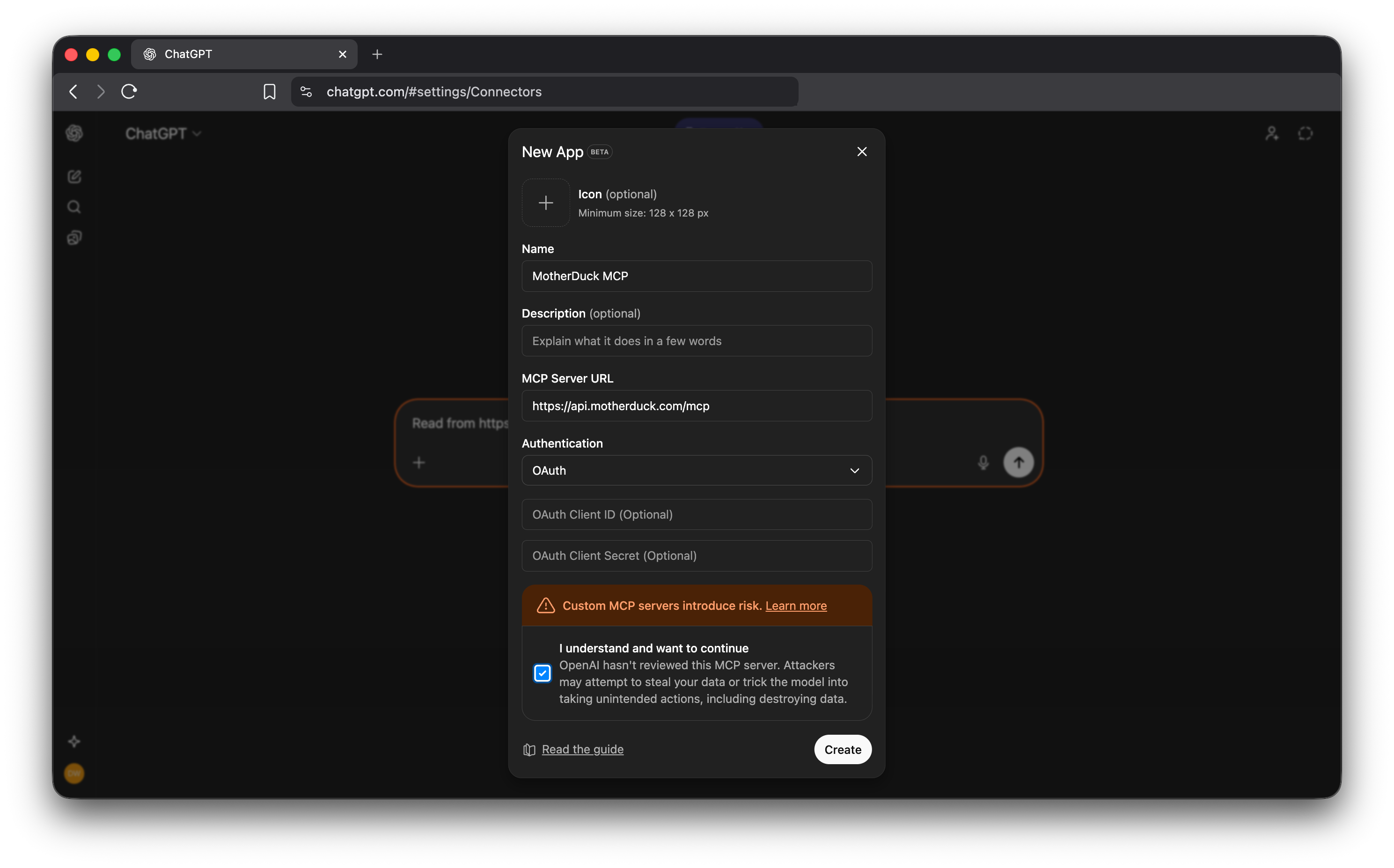 ChatGPT Create New App