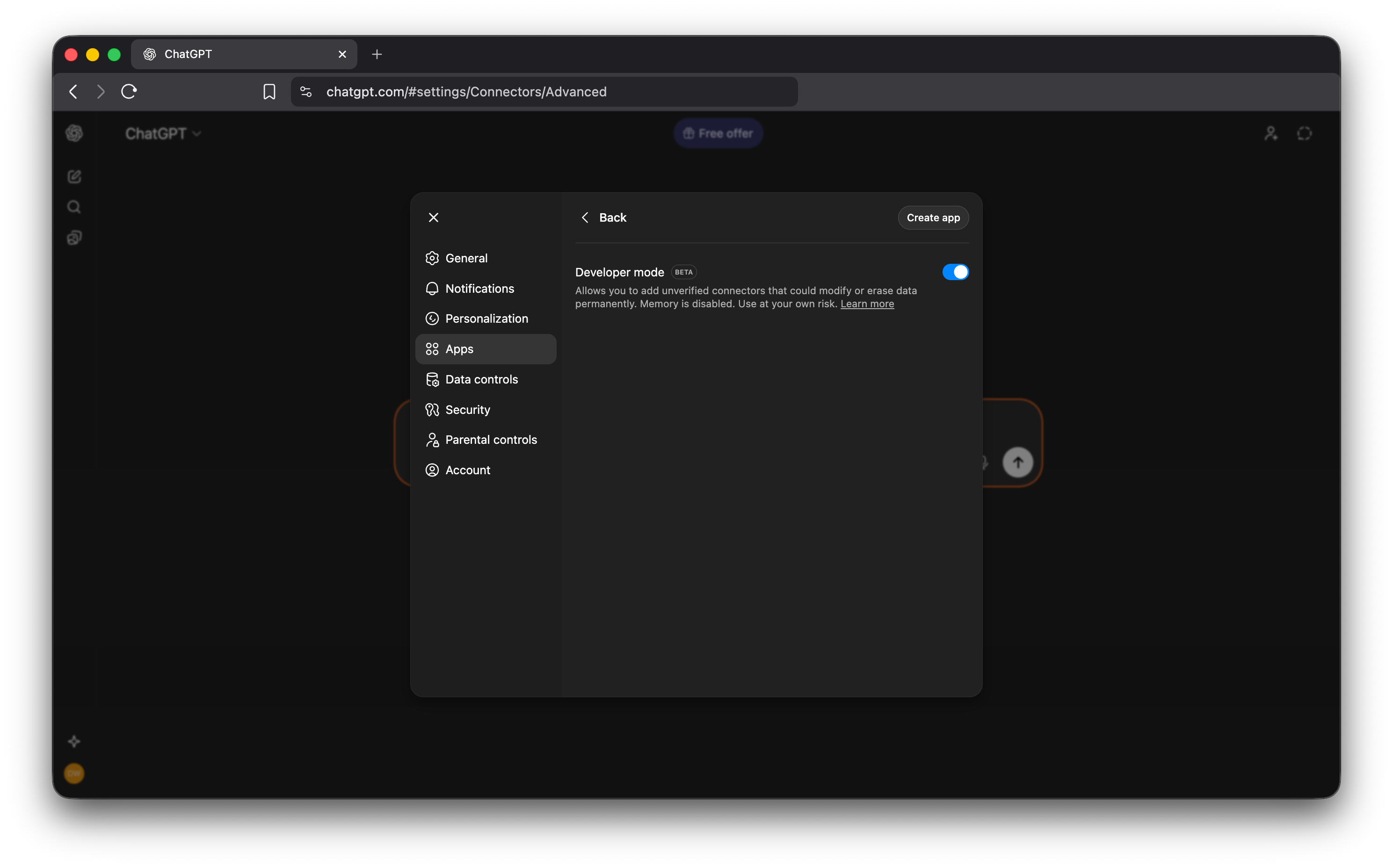 ChatGPT developer mode