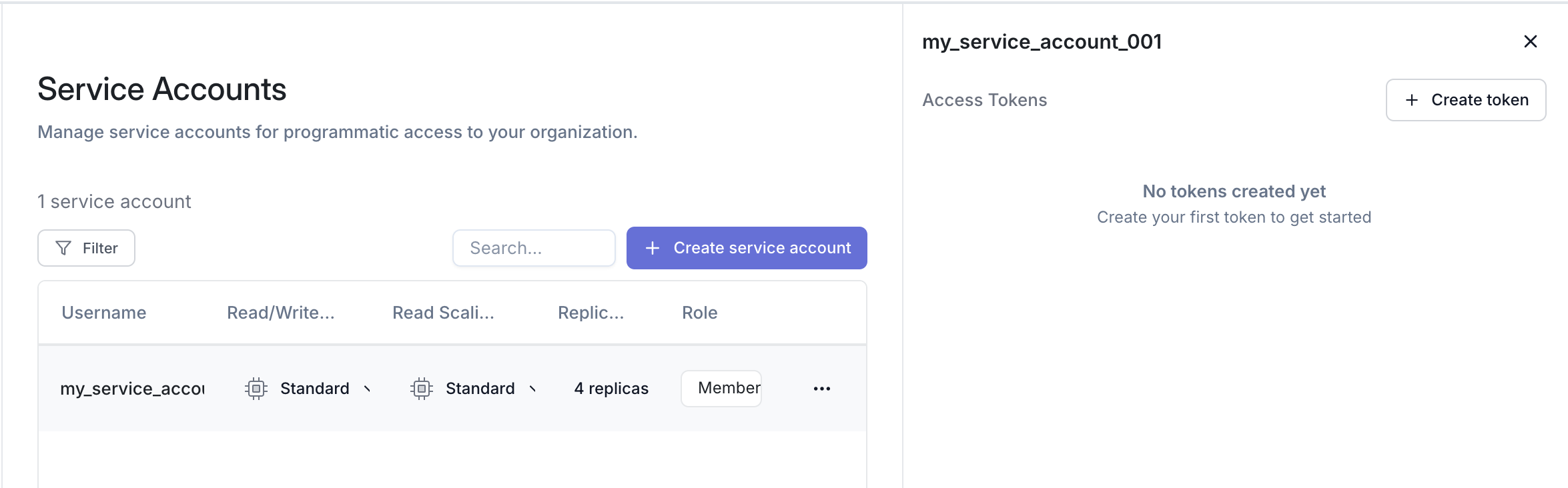Service Account UI