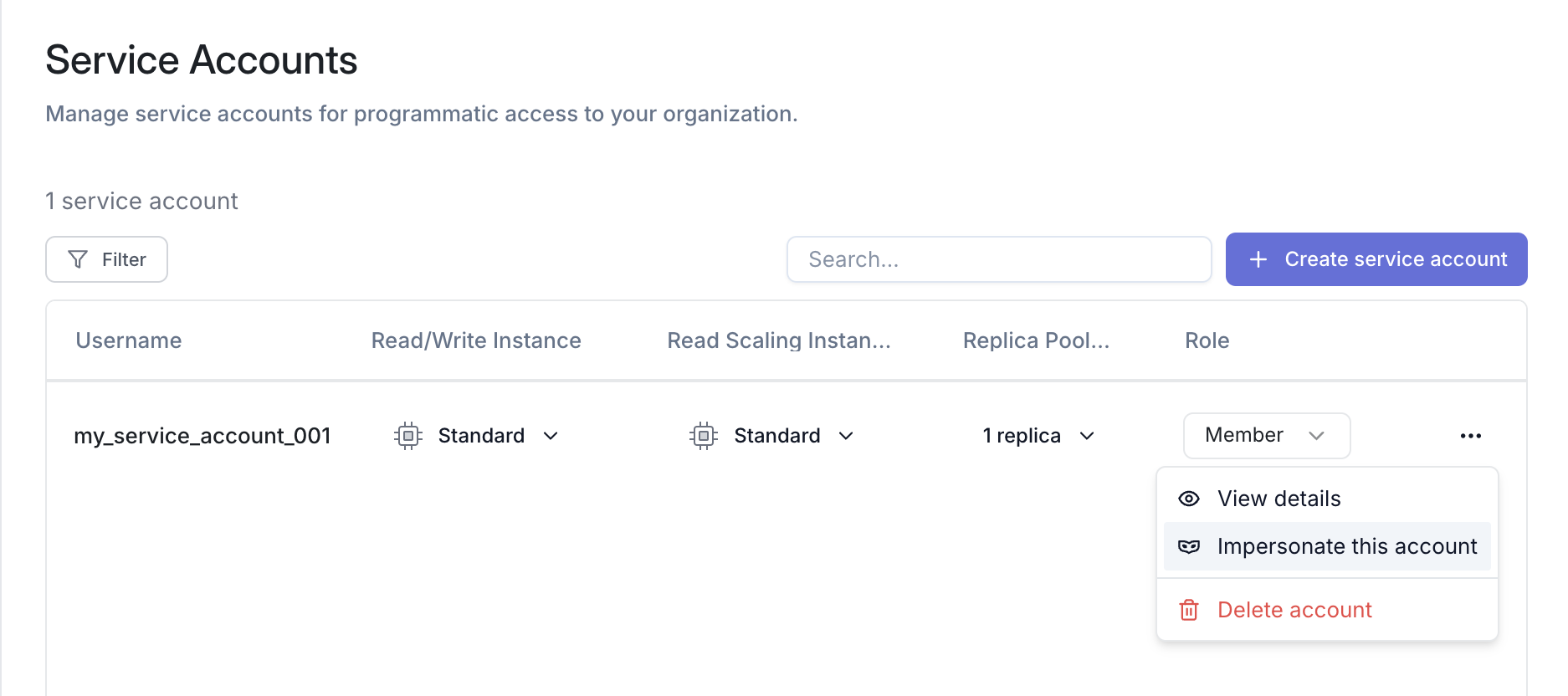 Service Account Impersonation Option