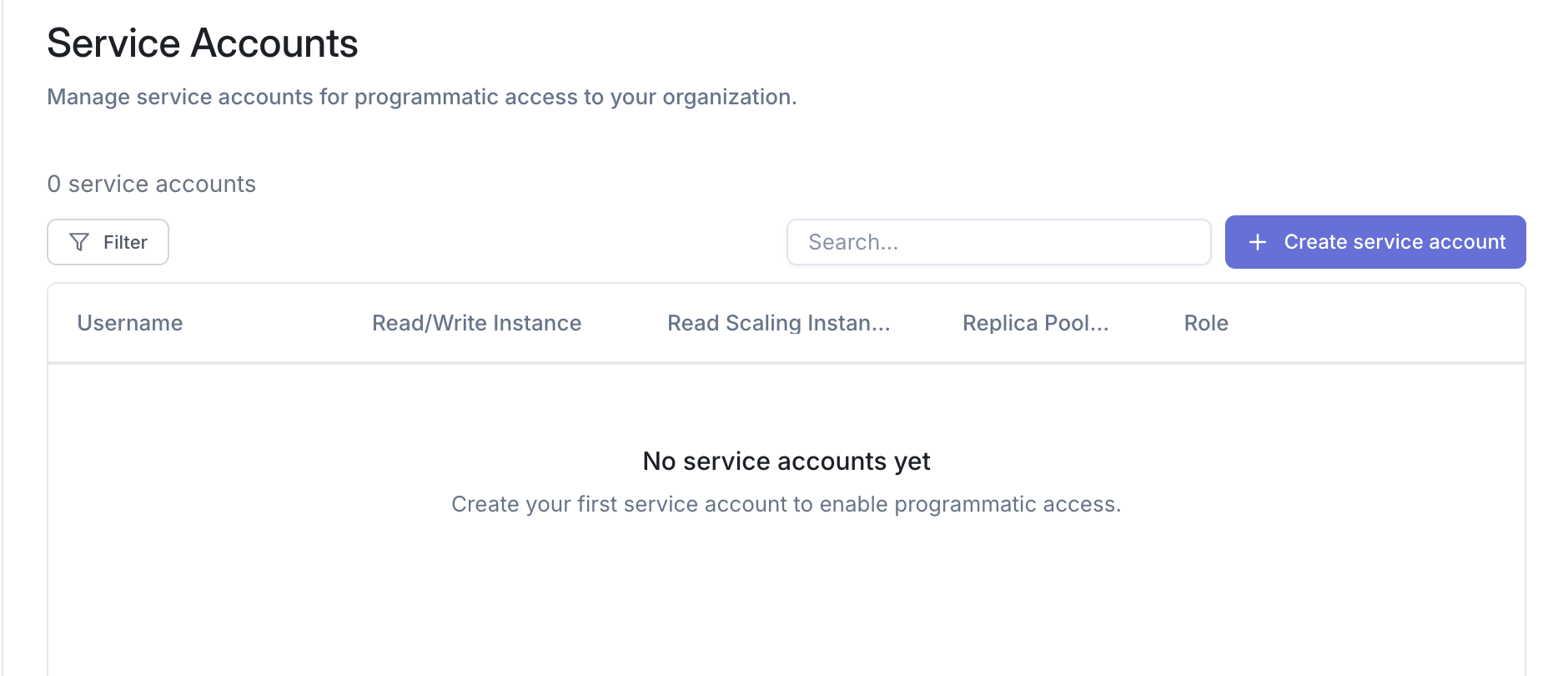 Service Account UI